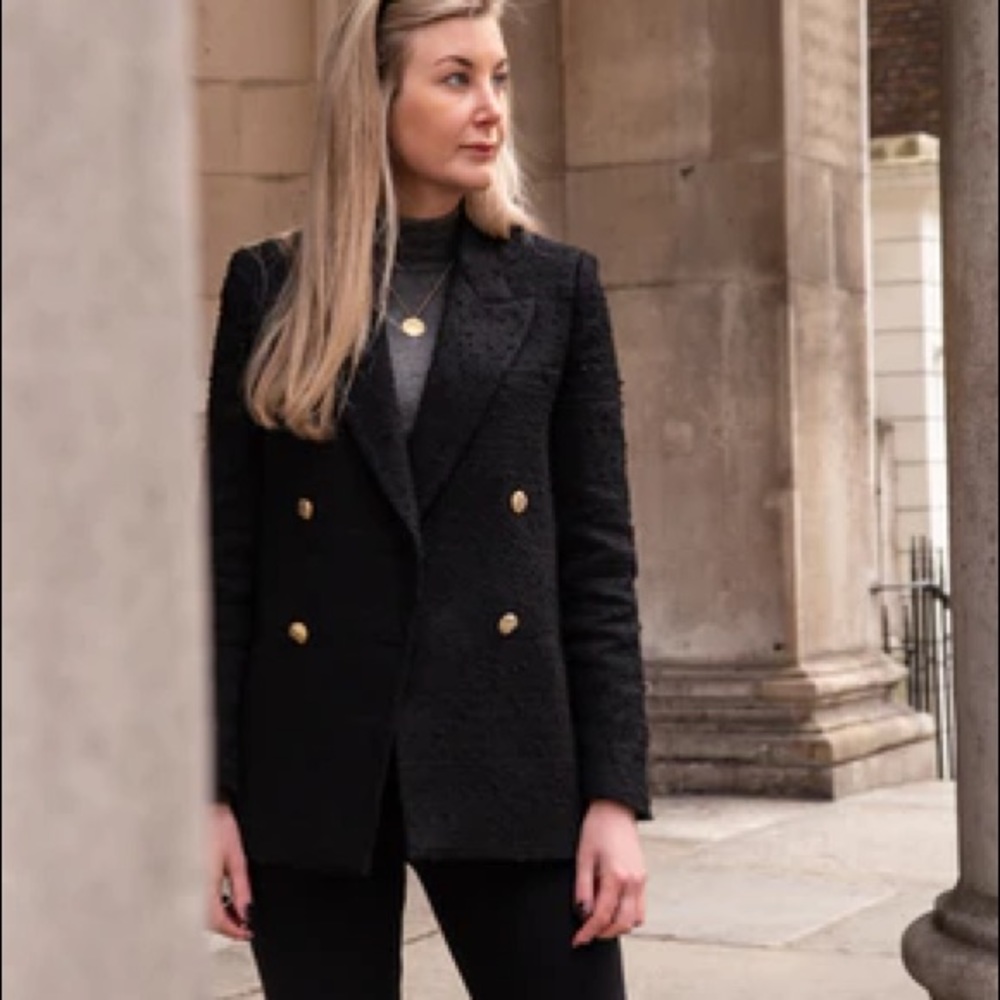 Zara Black Double-Breasted Blazer